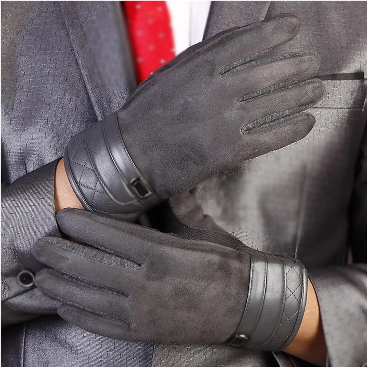 CSCDD Touch Screen Gloves Male Warm Fleece with Finger Gloves Female Thickened Motorcycle Driving Cycling Gloves