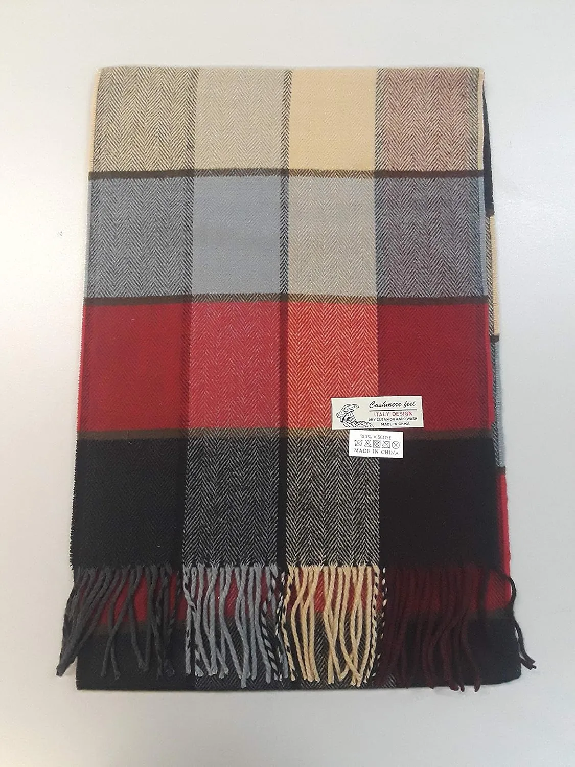 Elegant Classic Accessory Cashmere Soft Feel Wrap Scarf in Rich Plaids 12x72 Fringe Unisex