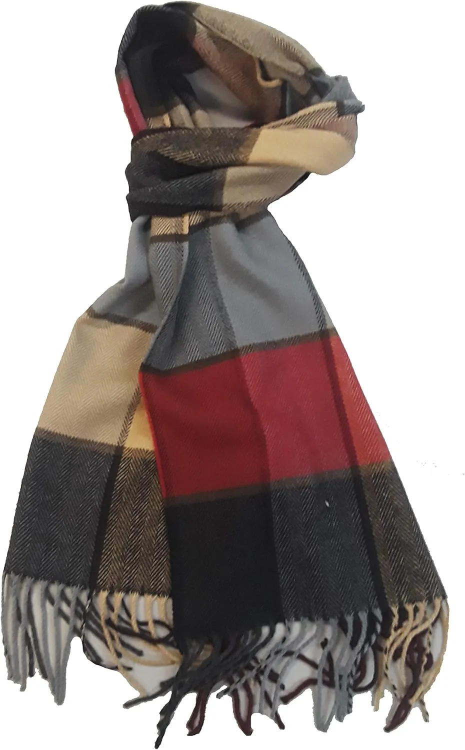 Elegant Classic Accessory Cashmere Soft Feel Wrap Scarf in Rich Plaids 12x72 Fringe Unisex