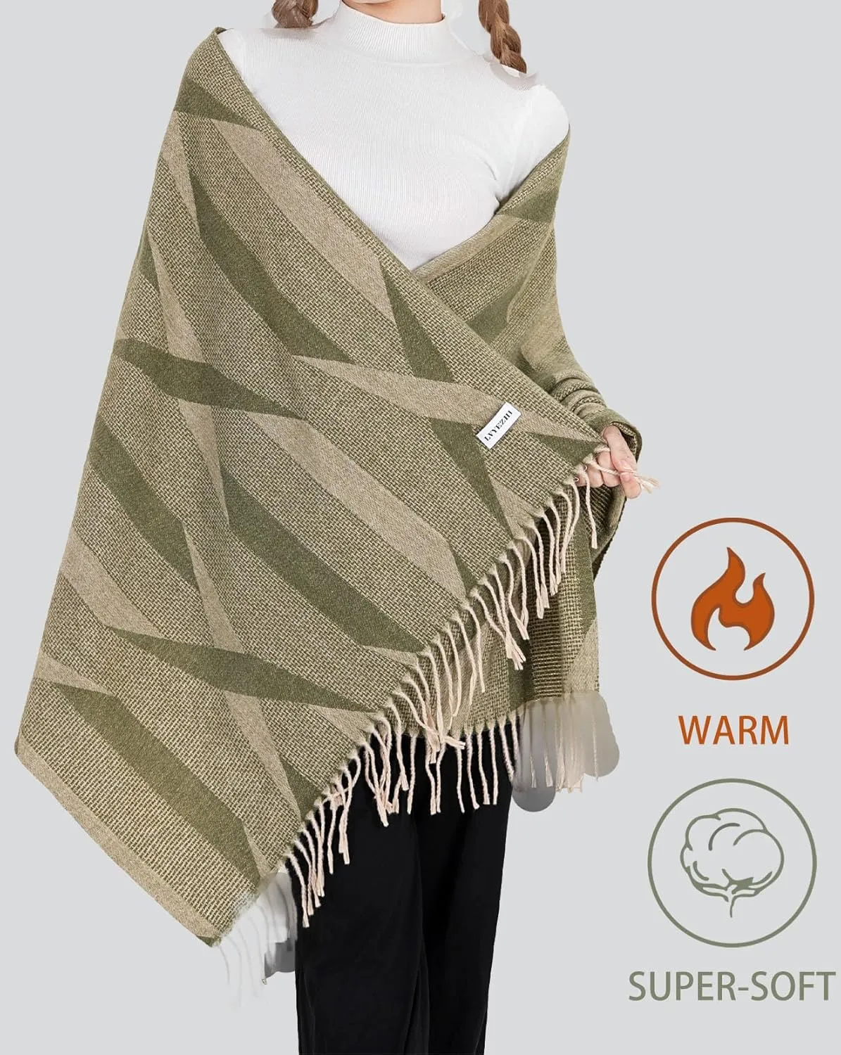 Elegant oversized shawl scarf Cashmere feel blanket scarf