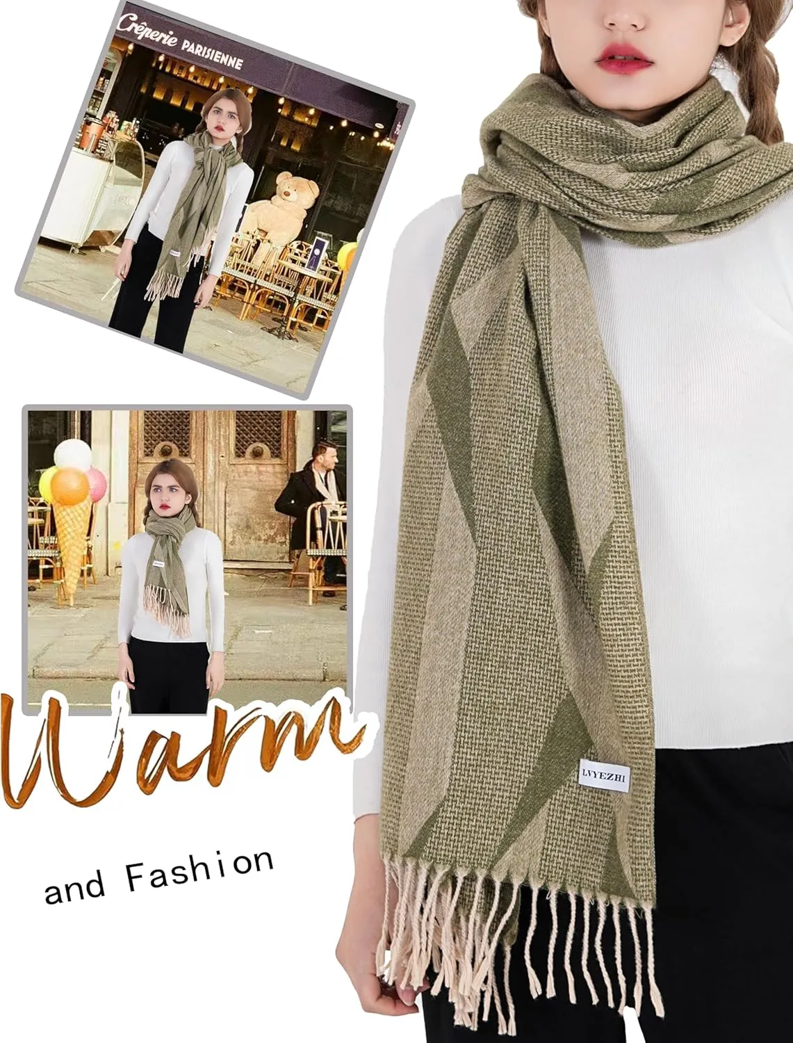 Elegant oversized shawl scarf Cashmere feel blanket scarf