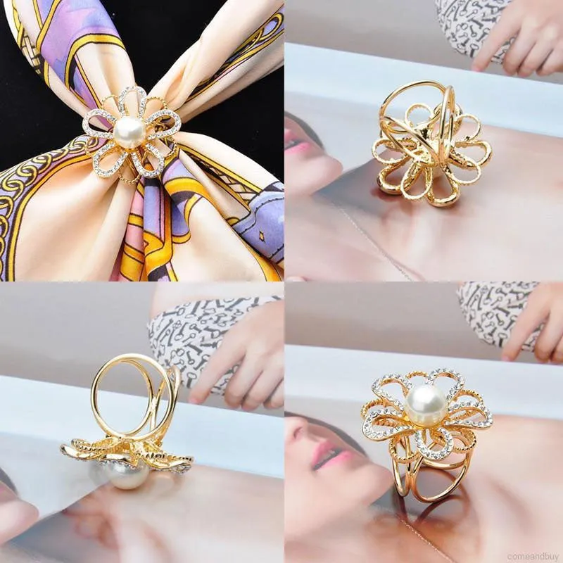 Elegant Scarf Buckle Ring Clip Holder Women Ladies Jewelry Gifts