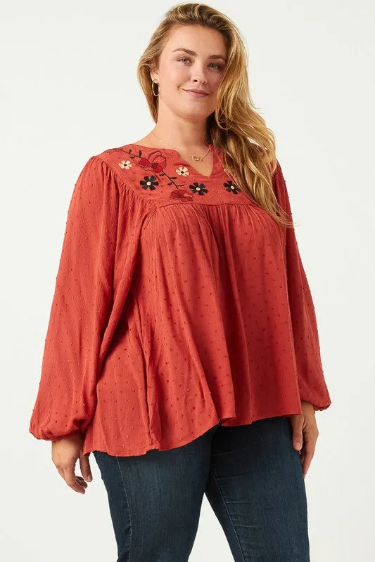 Ember Floral Embroidered Blouse