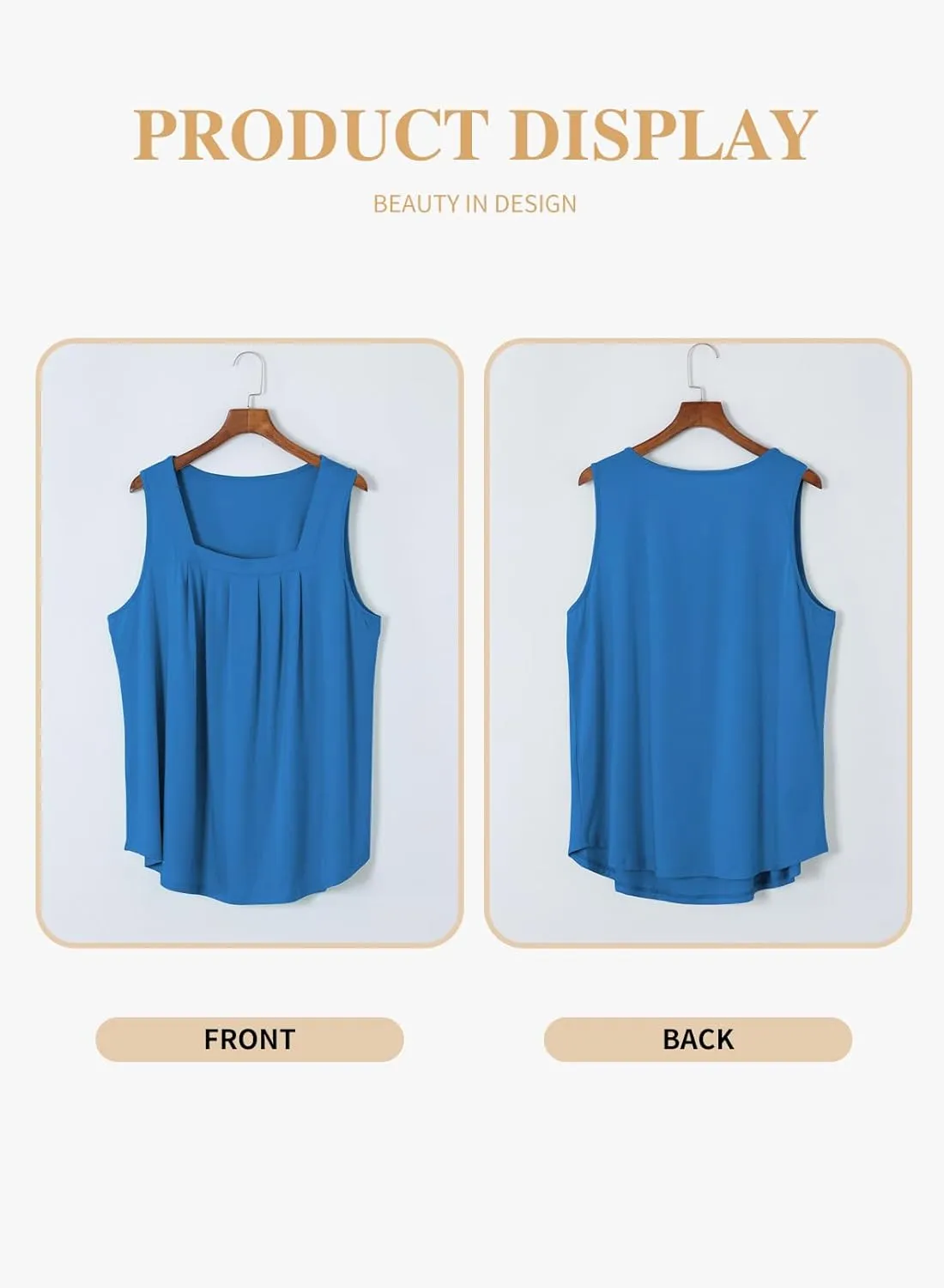 Eytino Women Plus Size Tank Tops Summer Casual Square Neck Sleeveless Blouse Shirts(1X-5X)