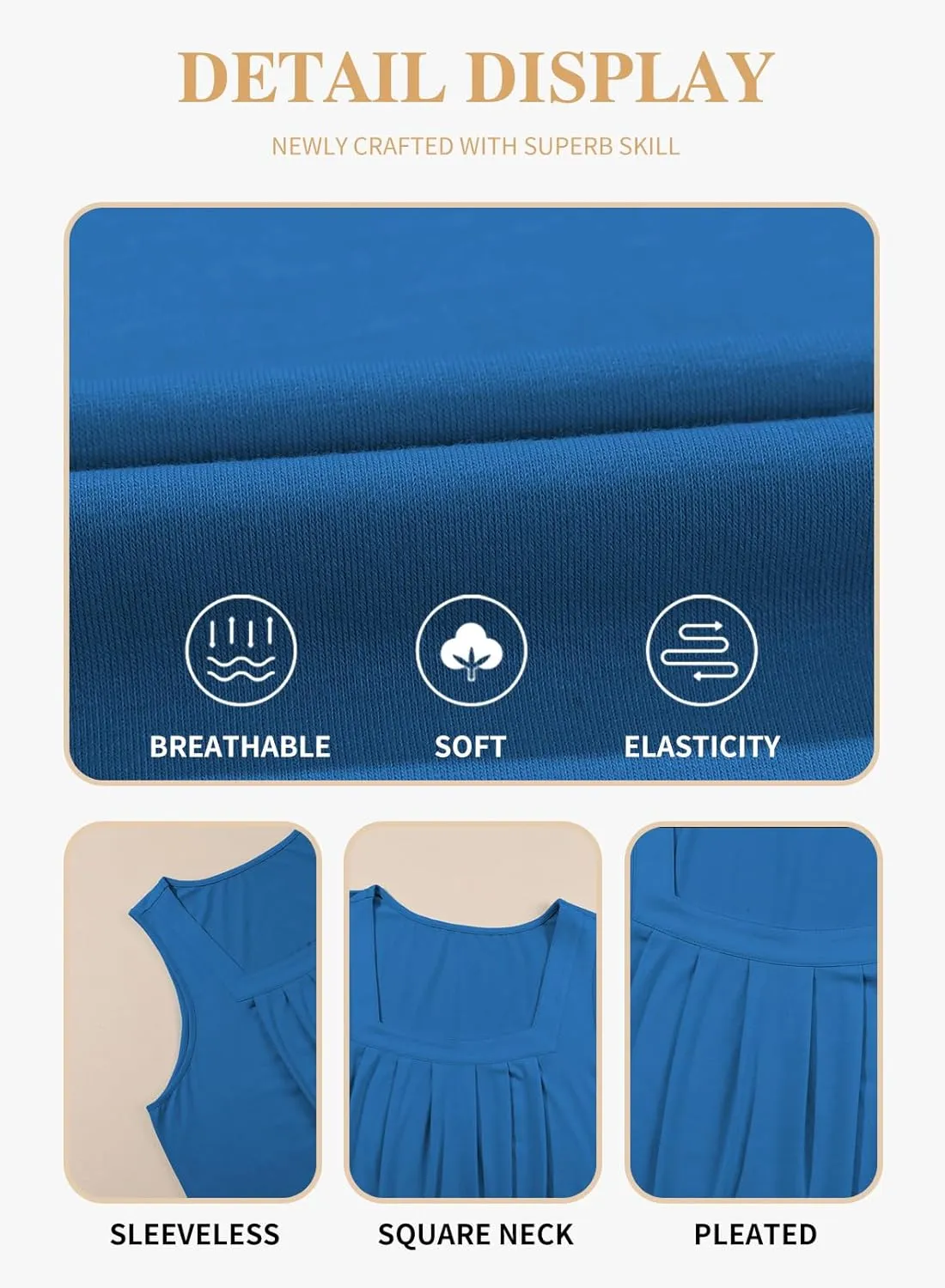 Eytino Women Plus Size Tank Tops Summer Casual Square Neck Sleeveless Blouse Shirts(1X-5X)