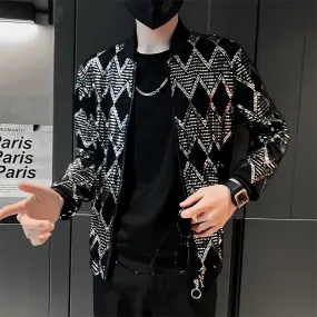 Fashion Diamond Plaid Bomber Jacket