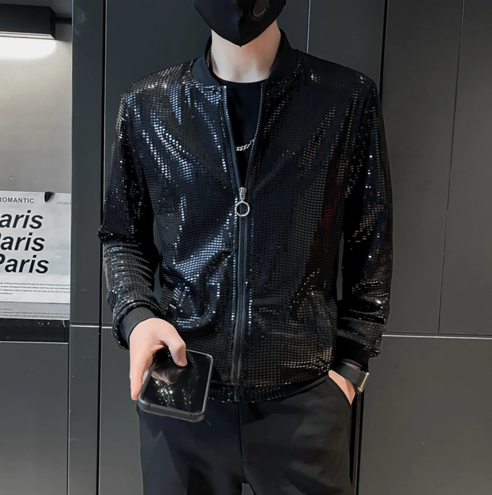 Fashion Diamond Plaid Bomber Jacket