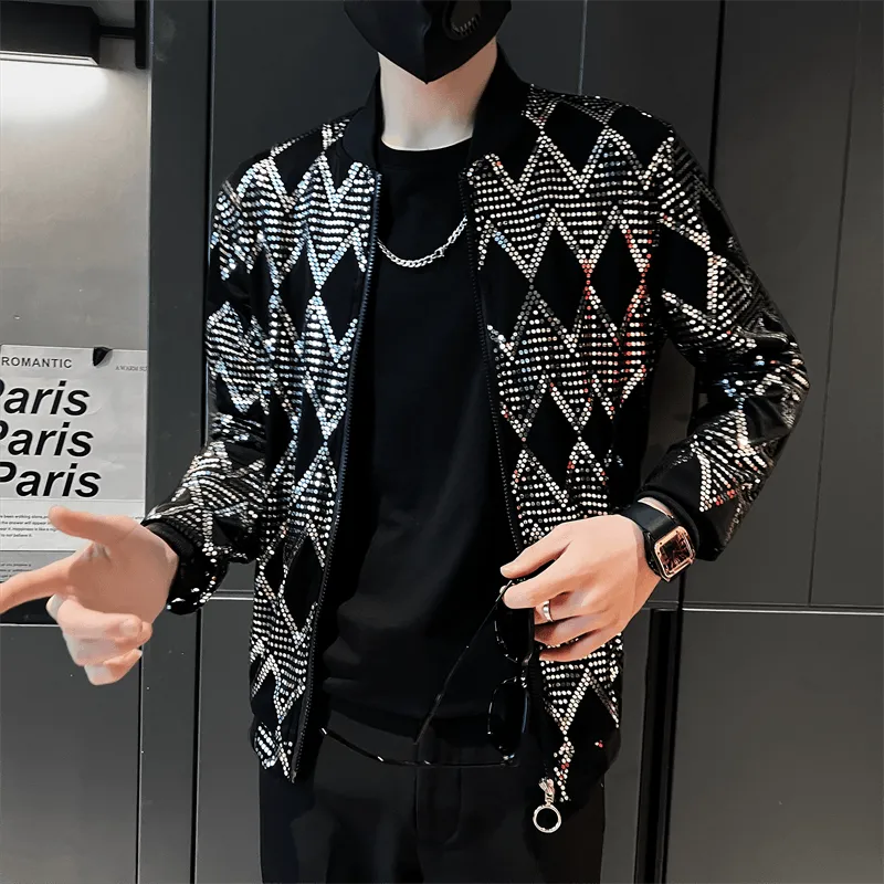 Fashion Diamond Plaid Bomber Jacket