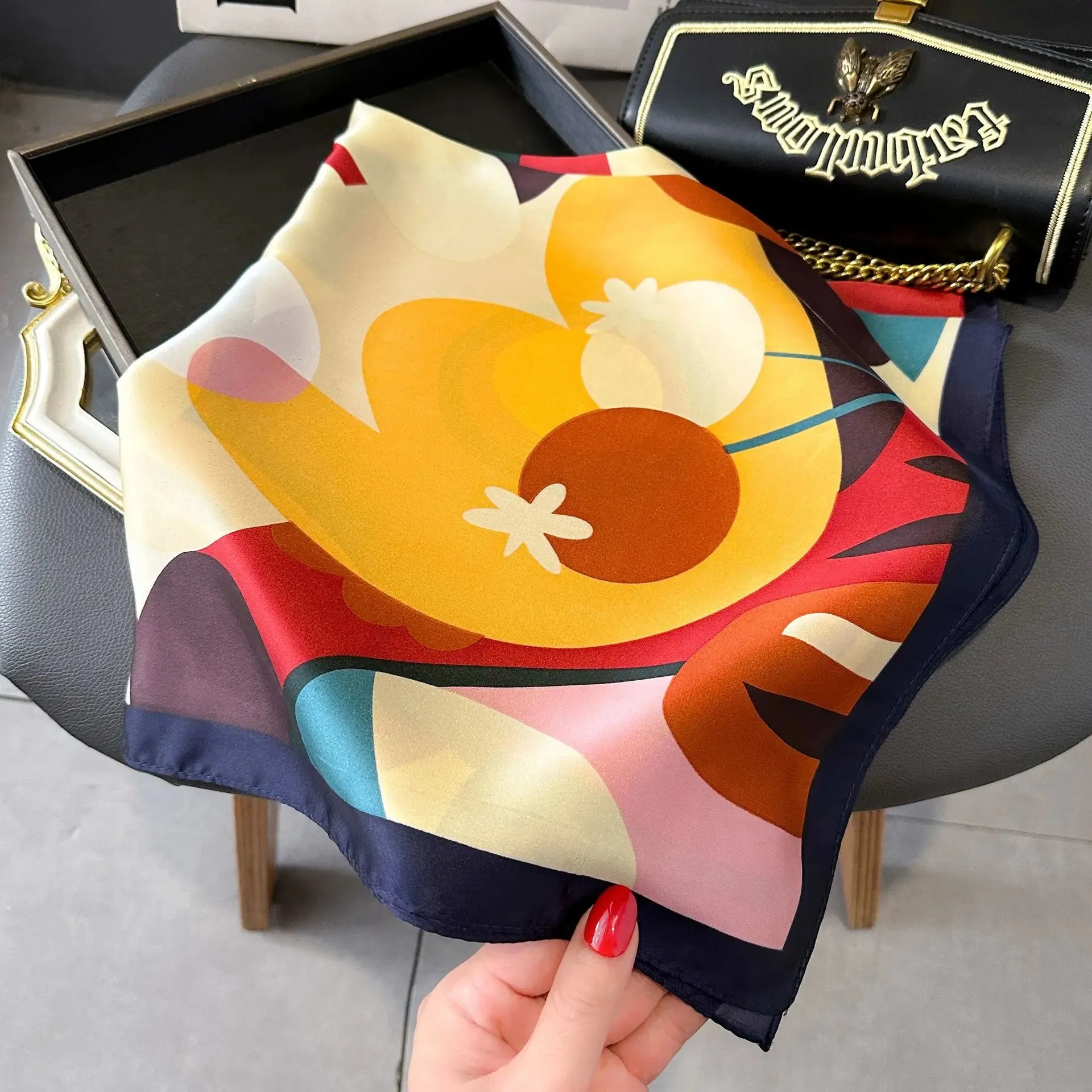 Fashion Print Silk Hairbands Scarf Women Elegant Floral Bandana