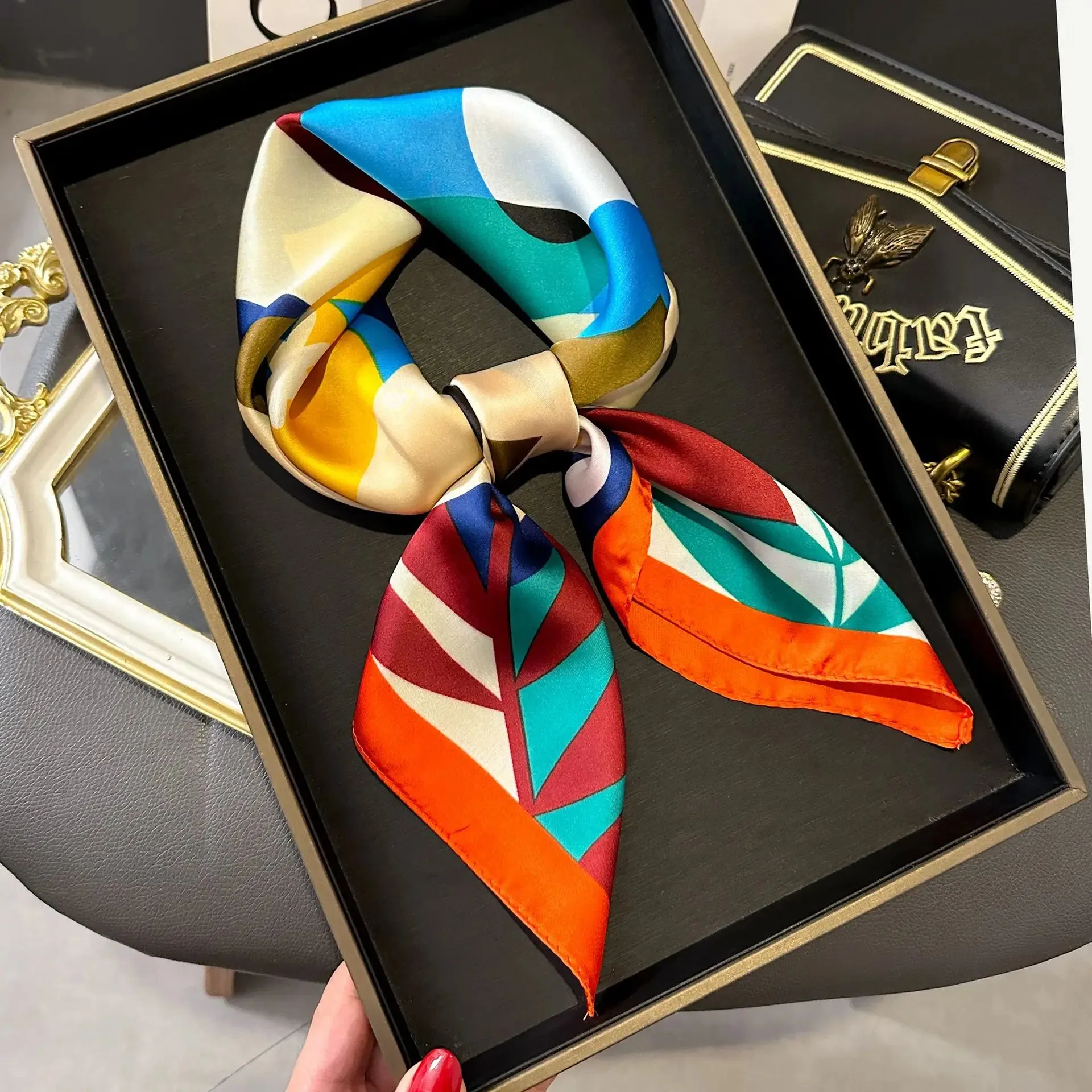 Fashion Print Silk Hairbands Scarf Women Elegant Floral Bandana