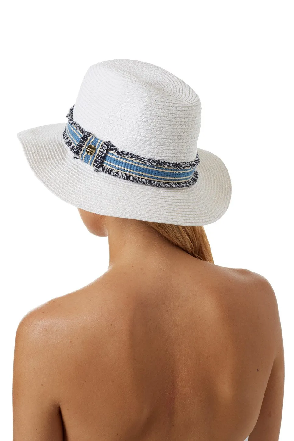 Fedora Hat White/Blue
