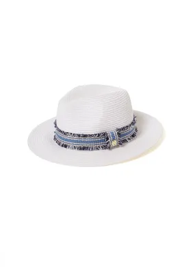 Fedora Hat White/Blue