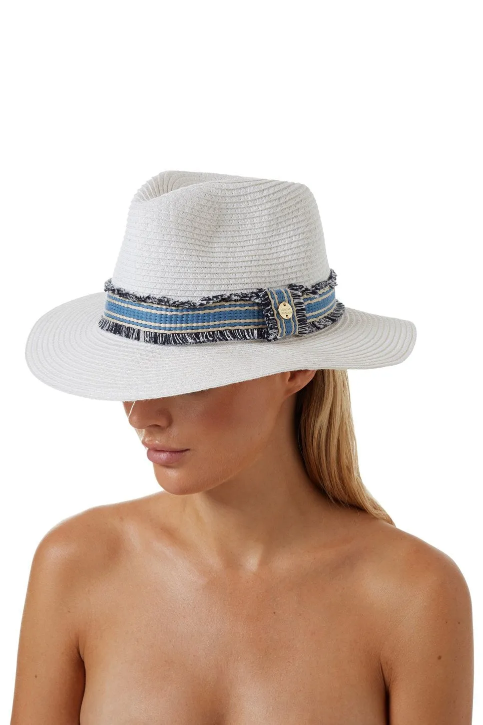 Fedora Hat White/Blue