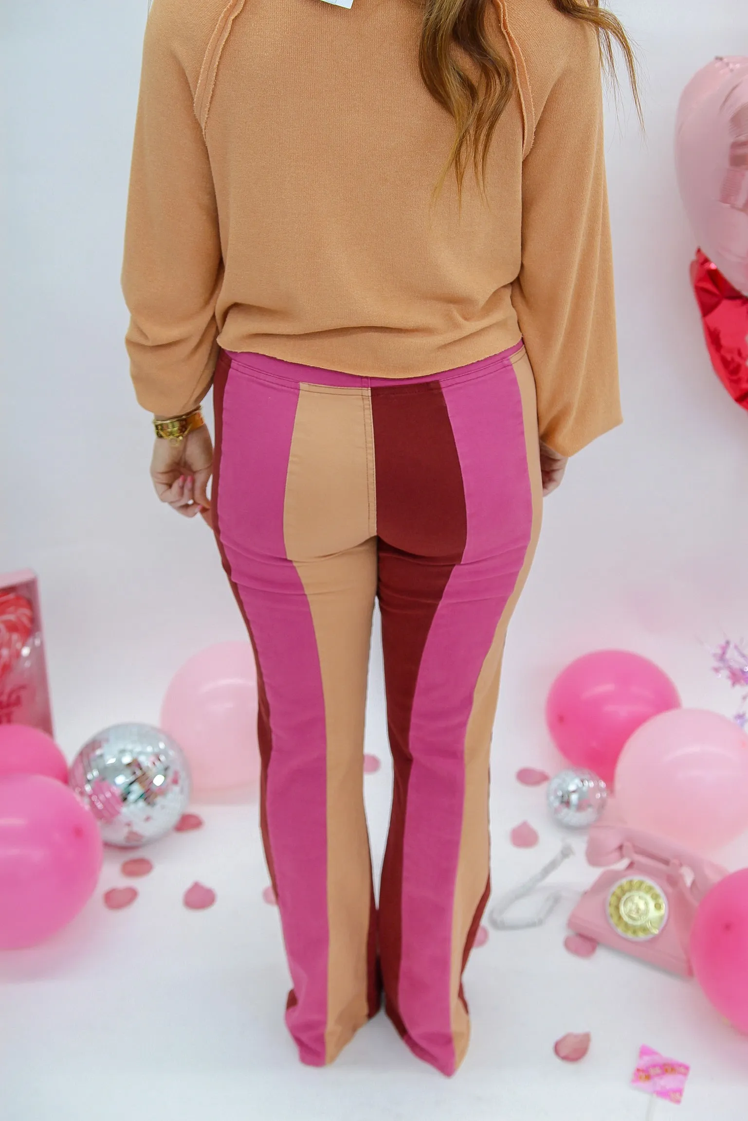Flirty Color Block Stretchy Pants- Multi