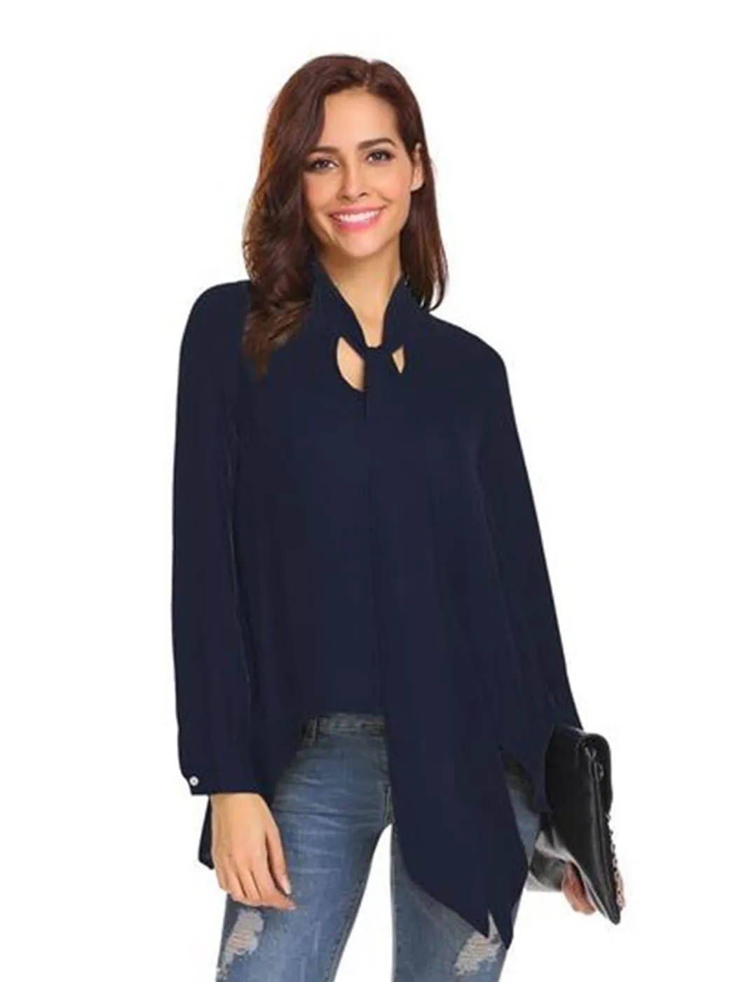 Flowy Chiffon Bow Blouse