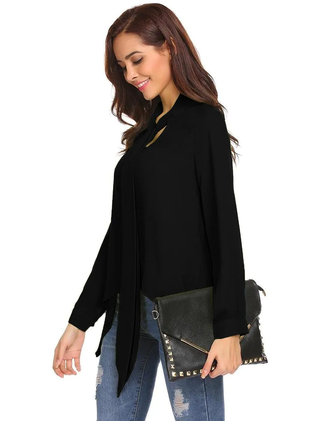 Flowy Chiffon Bow Blouse
