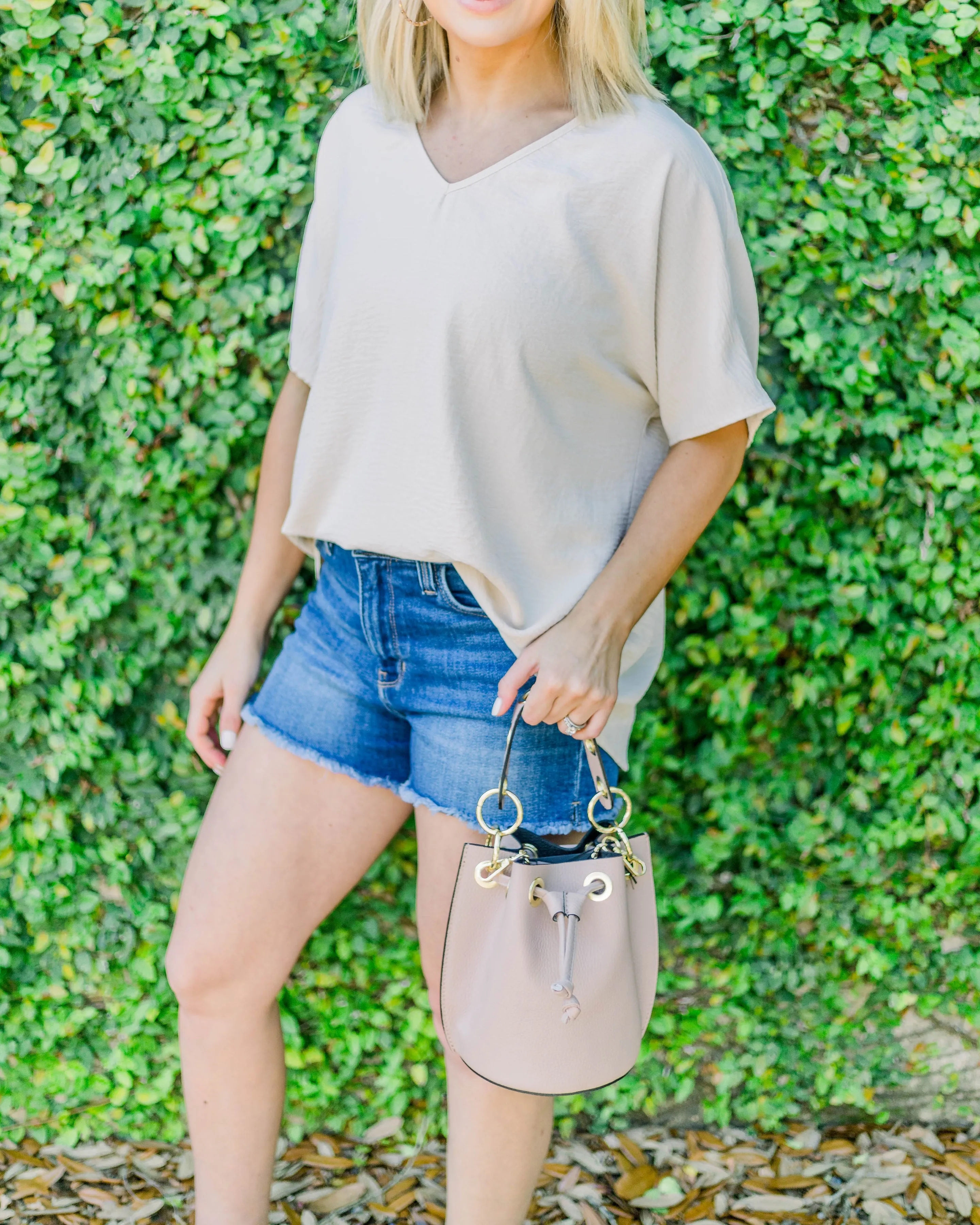 Flowy V Blouse- Oatmeal