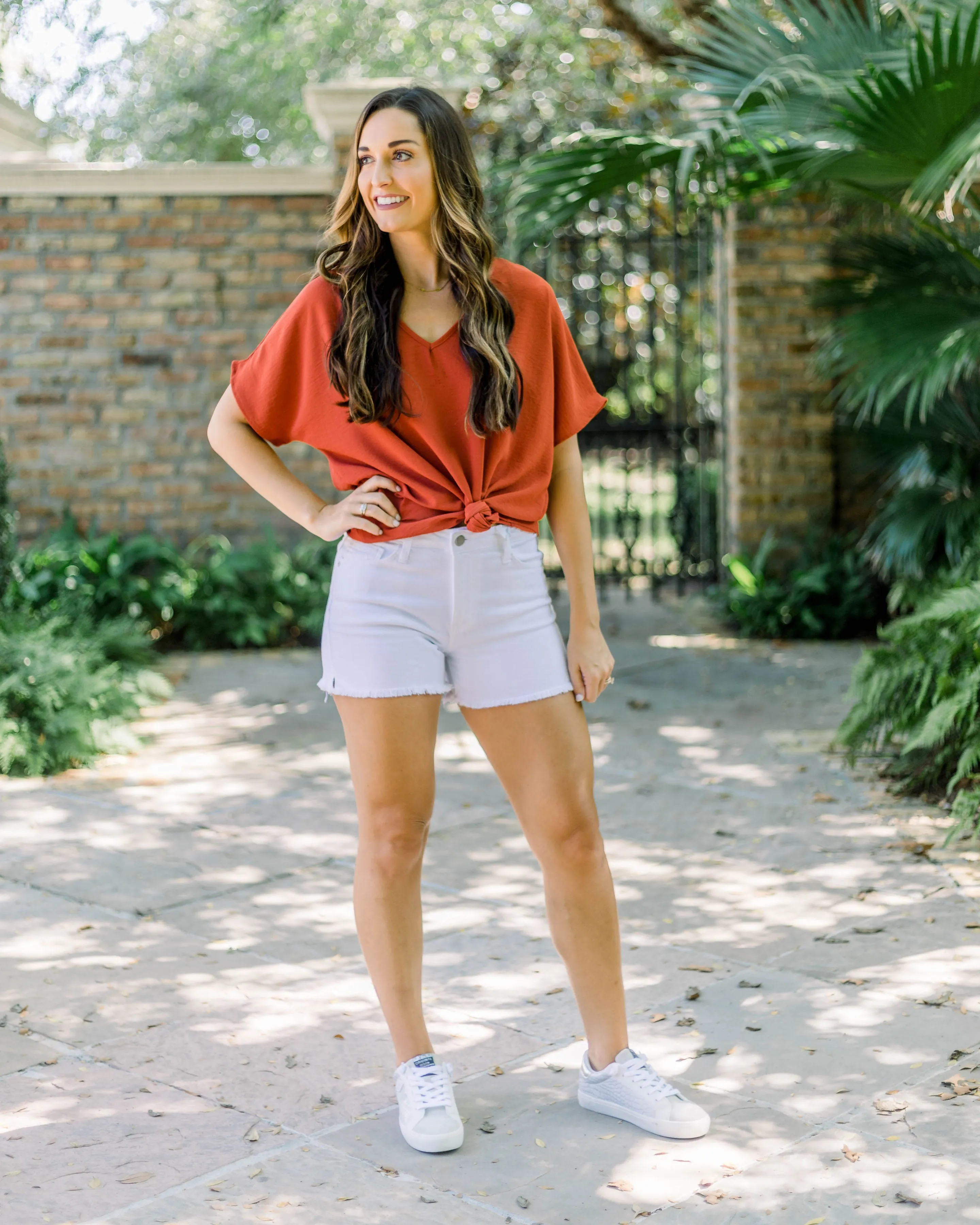 Flowy V Blouse- Rust
