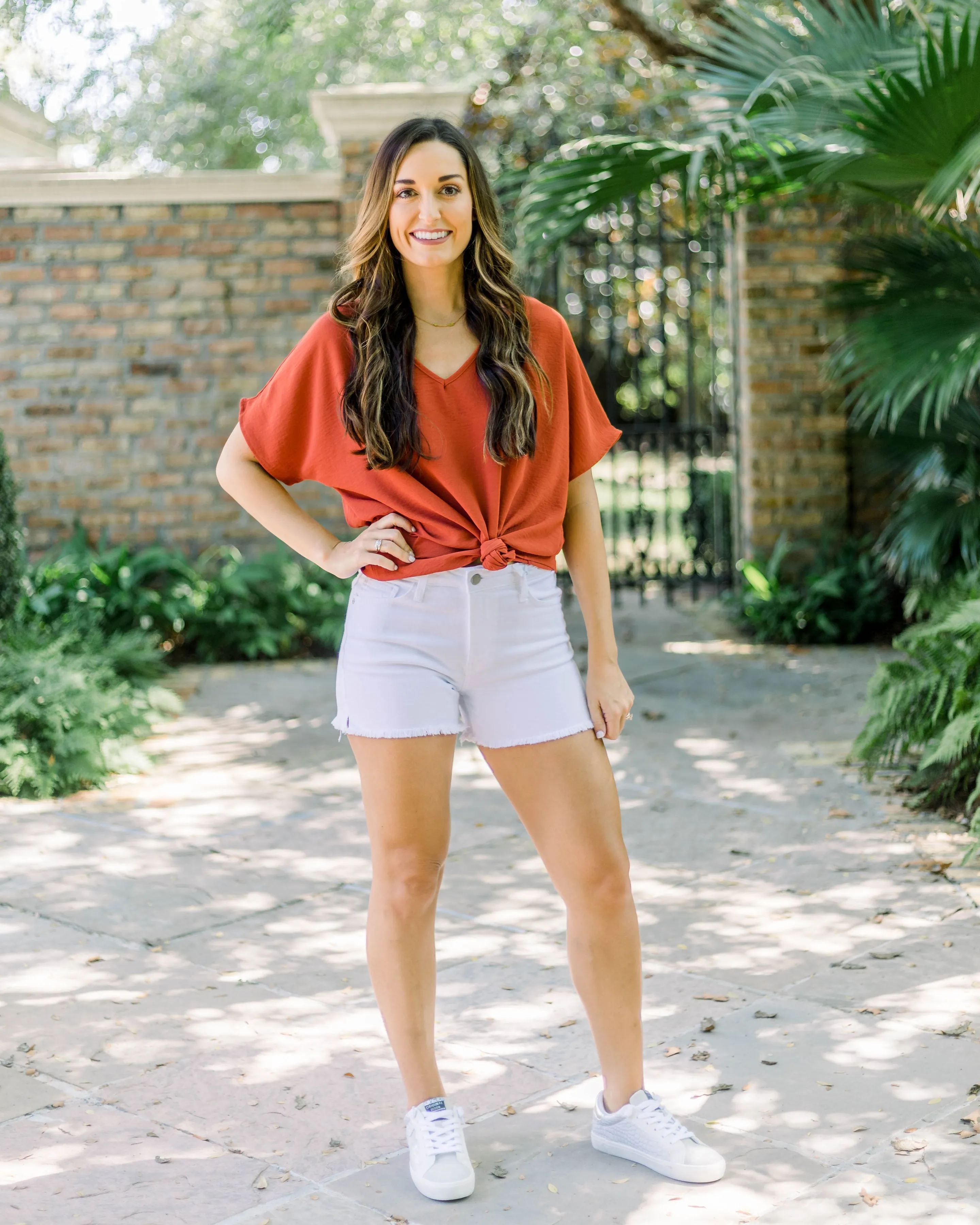 Flowy V Blouse- Rust