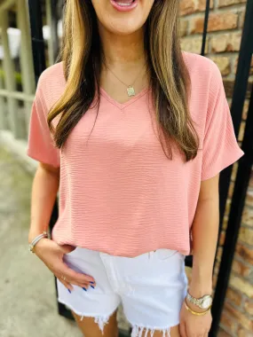 Flowy V Blouse-Salmon