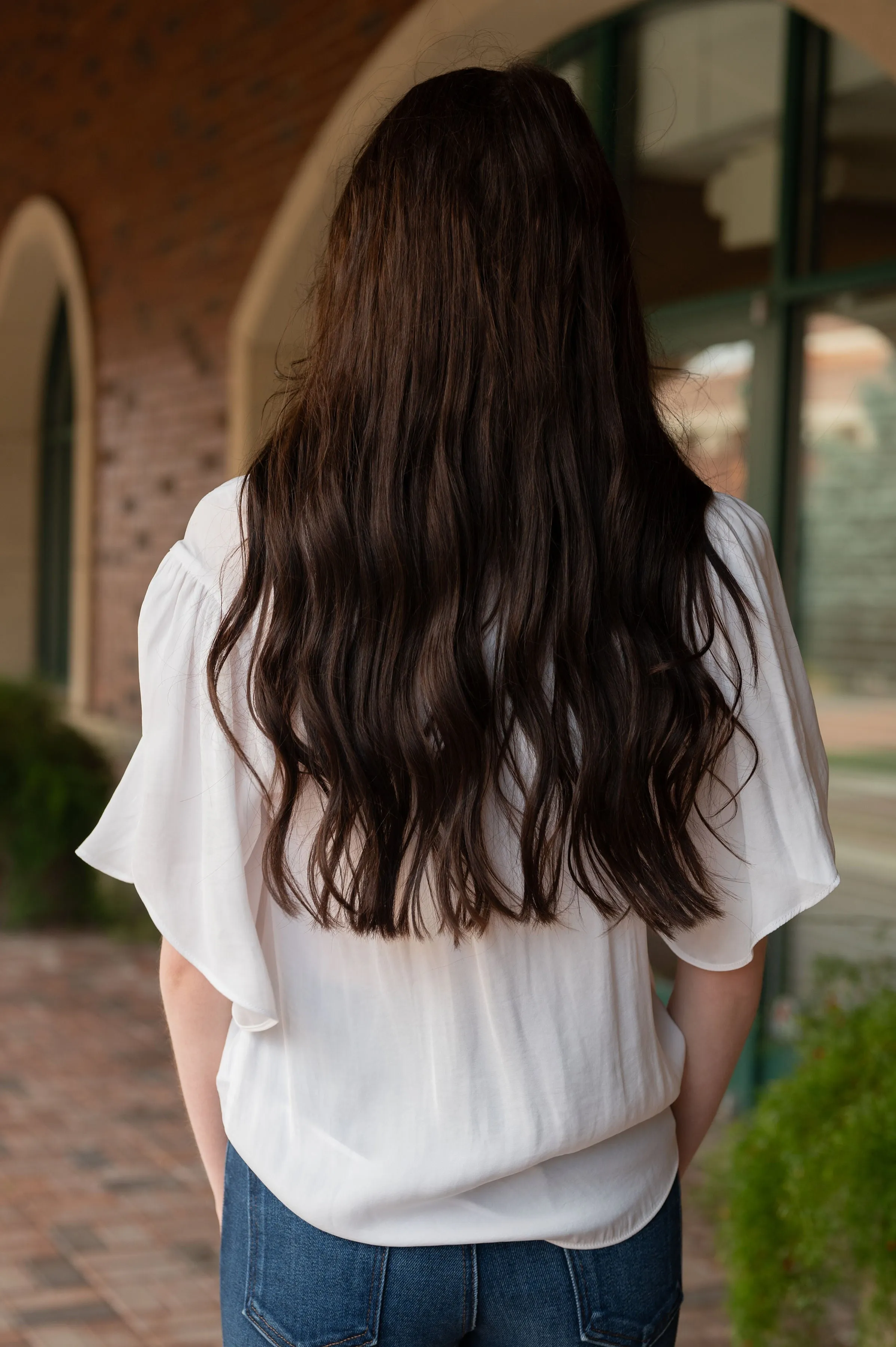 Flutter Sleeve V-Neck Blouse