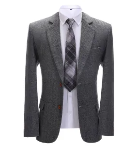 Formal Men's Herringbone Notch Lapel Blazer Business Jacket