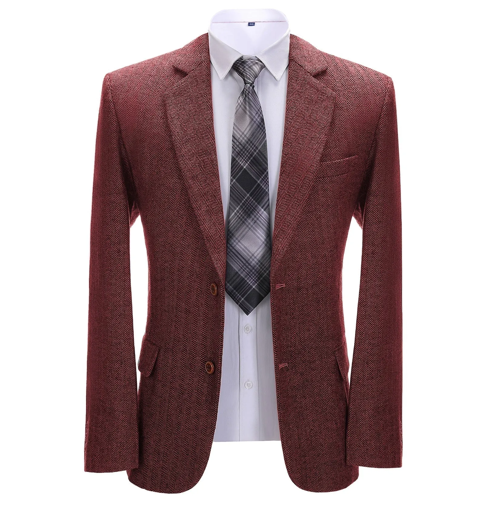 Formal Men's Herringbone Notch Lapel Blazer Business Jacket