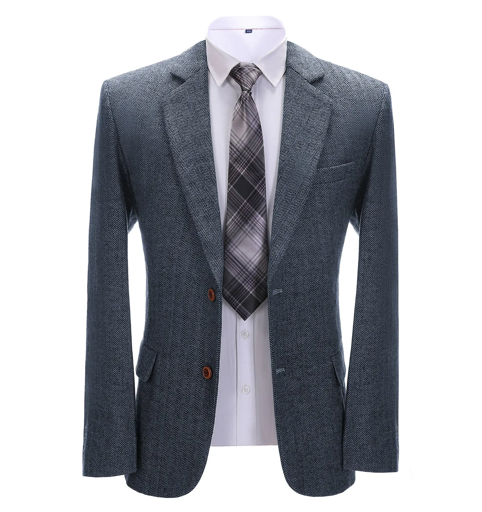 Formal Men's Herringbone Notch Lapel Blazer Business Jacket