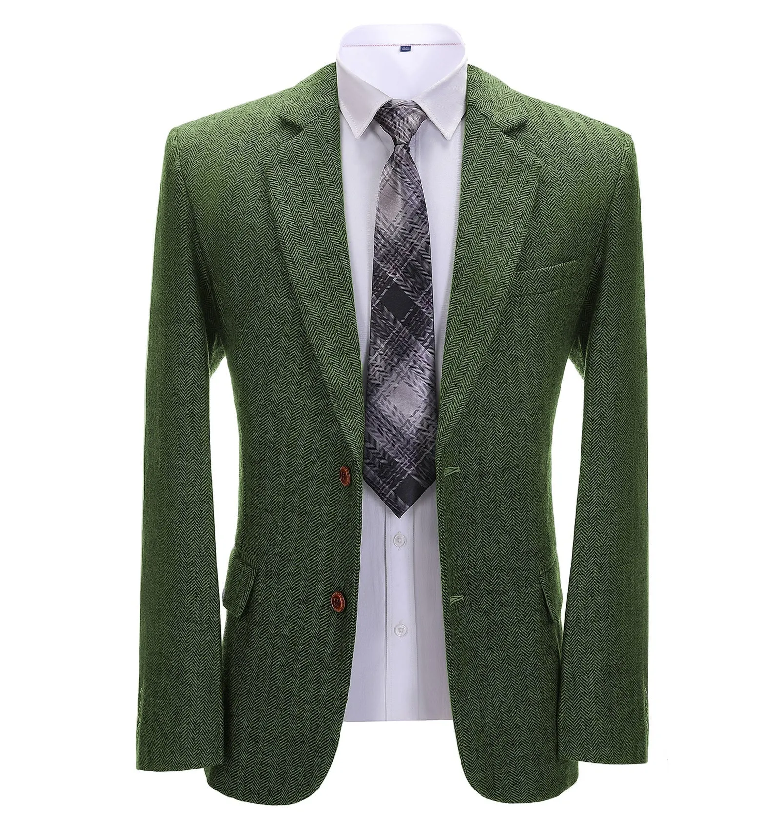 Formal Men's Herringbone Notch Lapel Blazer Business Jacket