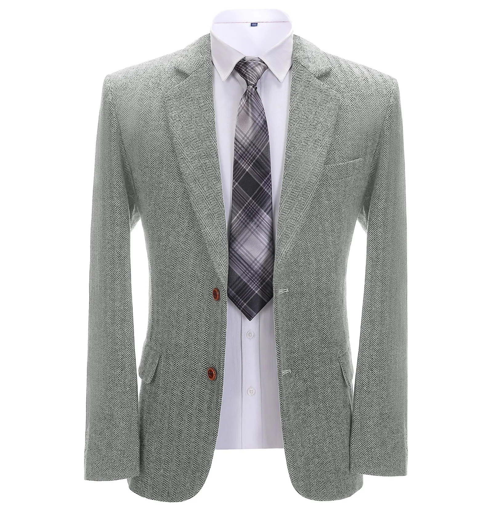 Formal Men's Herringbone Notch Lapel Blazer Business Jacket