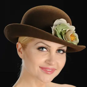 FW1123 Brown felt winter hat