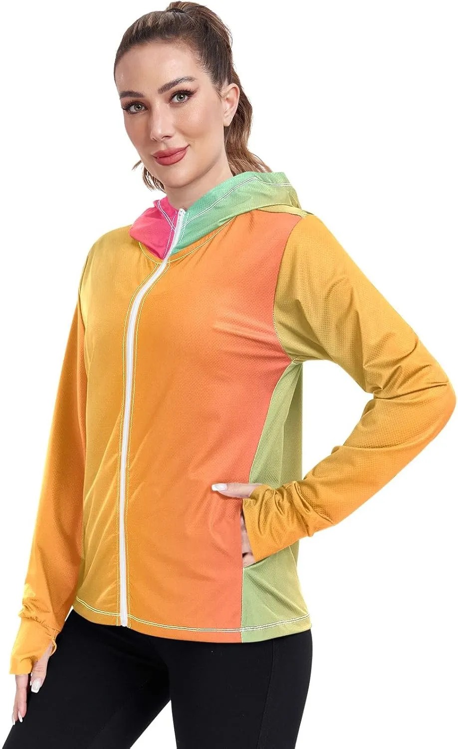 GAIGEO Dark Magenta Zip Athletic Jacket Women, UPF 50 UV Protection Shirt Women, Breathable Light Travel Shirt for Women, S