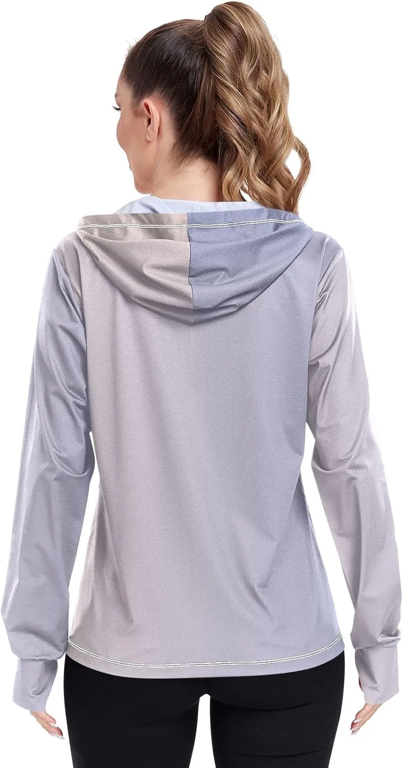 GAIGEO Dark Magenta Zip Athletic Jacket Women, UPF 50 UV Protection Shirt Women, Breathable Light Travel Shirt for Women, S