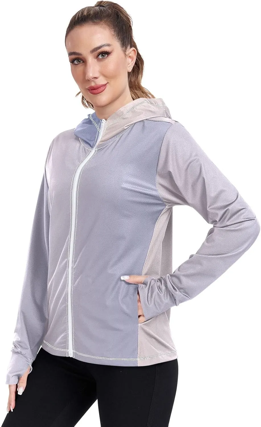 GAIGEO Dark Magenta Zip Athletic Jacket Women, UPF 50 UV Protection Shirt Women, Breathable Light Travel Shirt for Women, S