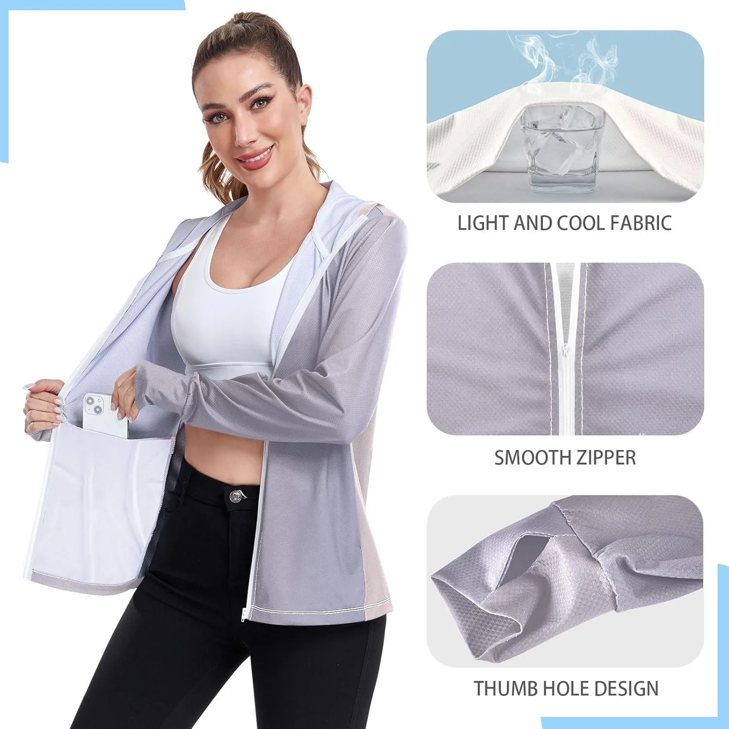 GAIGEO Dark Magenta Zip Athletic Jacket Women, UPF 50 UV Protection Shirt Women, Breathable Light Travel Shirt for Women, S