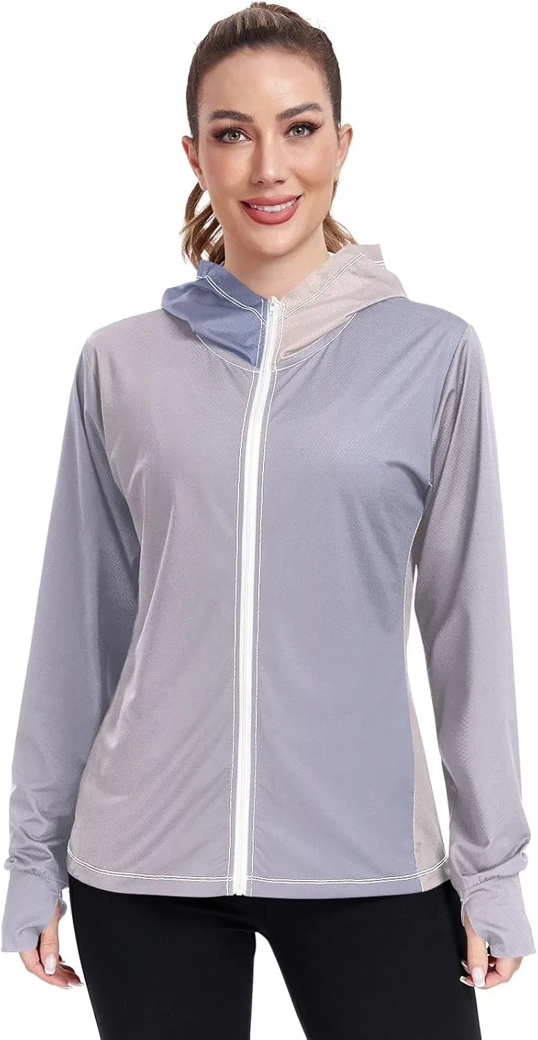 GAIGEO Dark Magenta Zip Athletic Jacket Women, UPF 50 UV Protection Shirt Women, Breathable Light Travel Shirt for Women, S