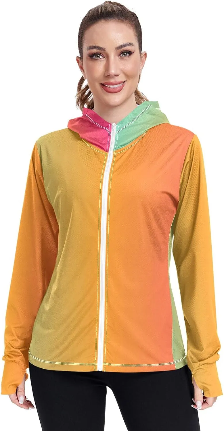 GAIGEO Dark Magenta Zip Athletic Jacket Women, UPF 50 UV Protection Shirt Women, Breathable Light Travel Shirt for Women, S