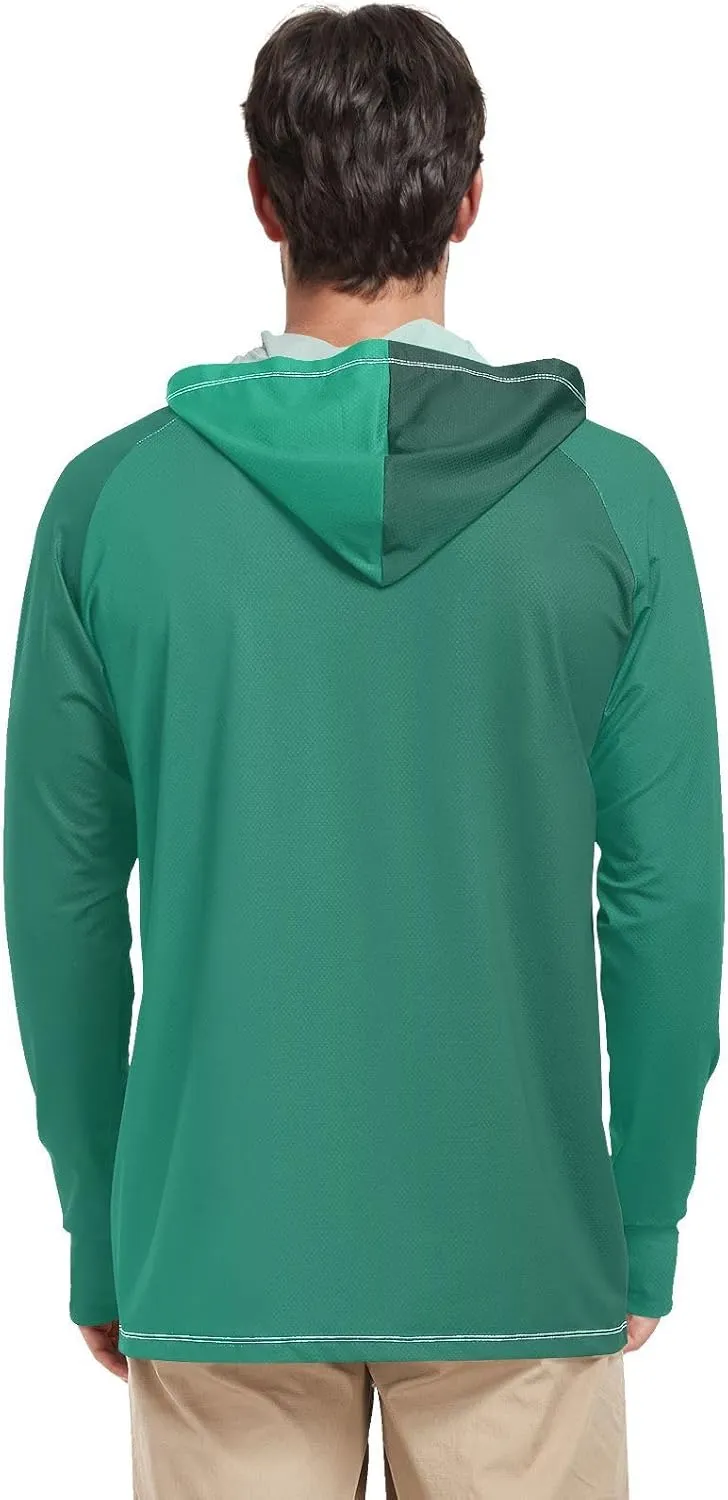 GAIGEO Light Sun Hoodie Mens, Breathable Mens Summer Long Sleeve Shirts, Red Purple Gradient S