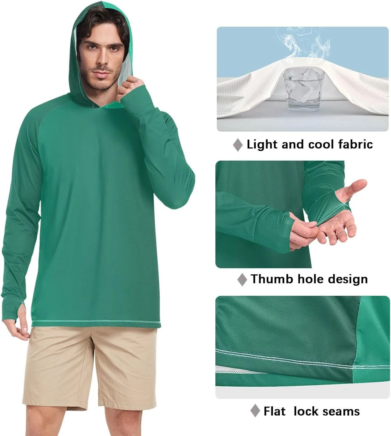 GAIGEO Light Sun Hoodie Mens, Breathable Mens Summer Long Sleeve Shirts, Red Purple Gradient S