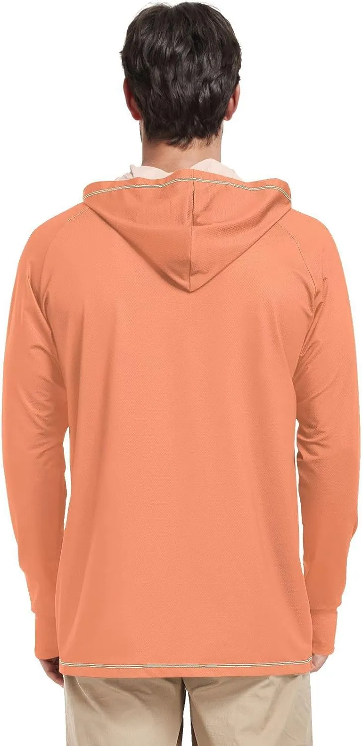 GAIGEO Light UPF Shirt Men, Breathable Summer Long Sleeve Shirts for Men, Moisture Wicking Beach Shirts, Coral S