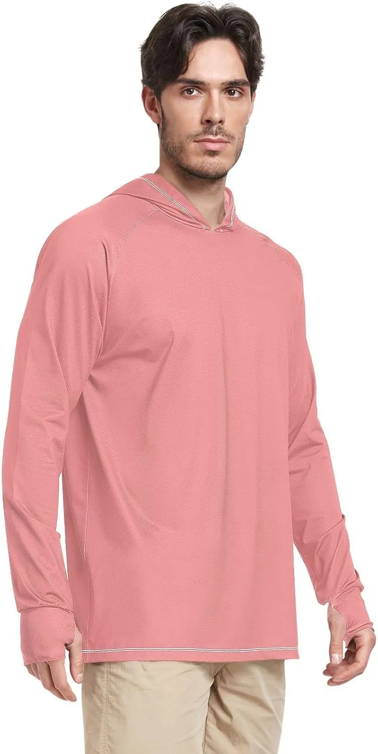 GAIGEO Light UPF Shirt Men, Breathable Summer Long Sleeve Shirts for Men, Moisture Wicking Beach Shirts, Coral S