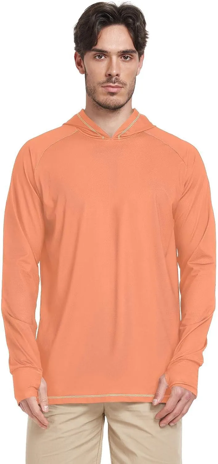 GAIGEO Light UPF Shirt Men, Breathable Summer Long Sleeve Shirts for Men, Moisture Wicking Beach Shirts, Coral S