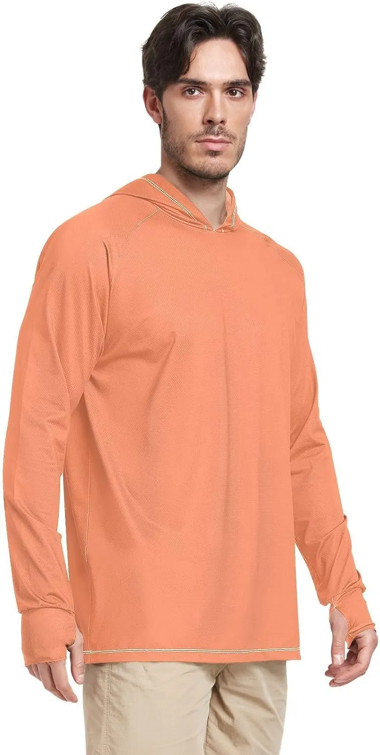 GAIGEO Light UPF Shirt Men, Breathable Summer Long Sleeve Shirts for Men, Moisture Wicking Beach Shirts, Coral S