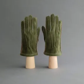 Gentlemen's Gloves from Green Multicolour Goatskin Lined with Cashmere