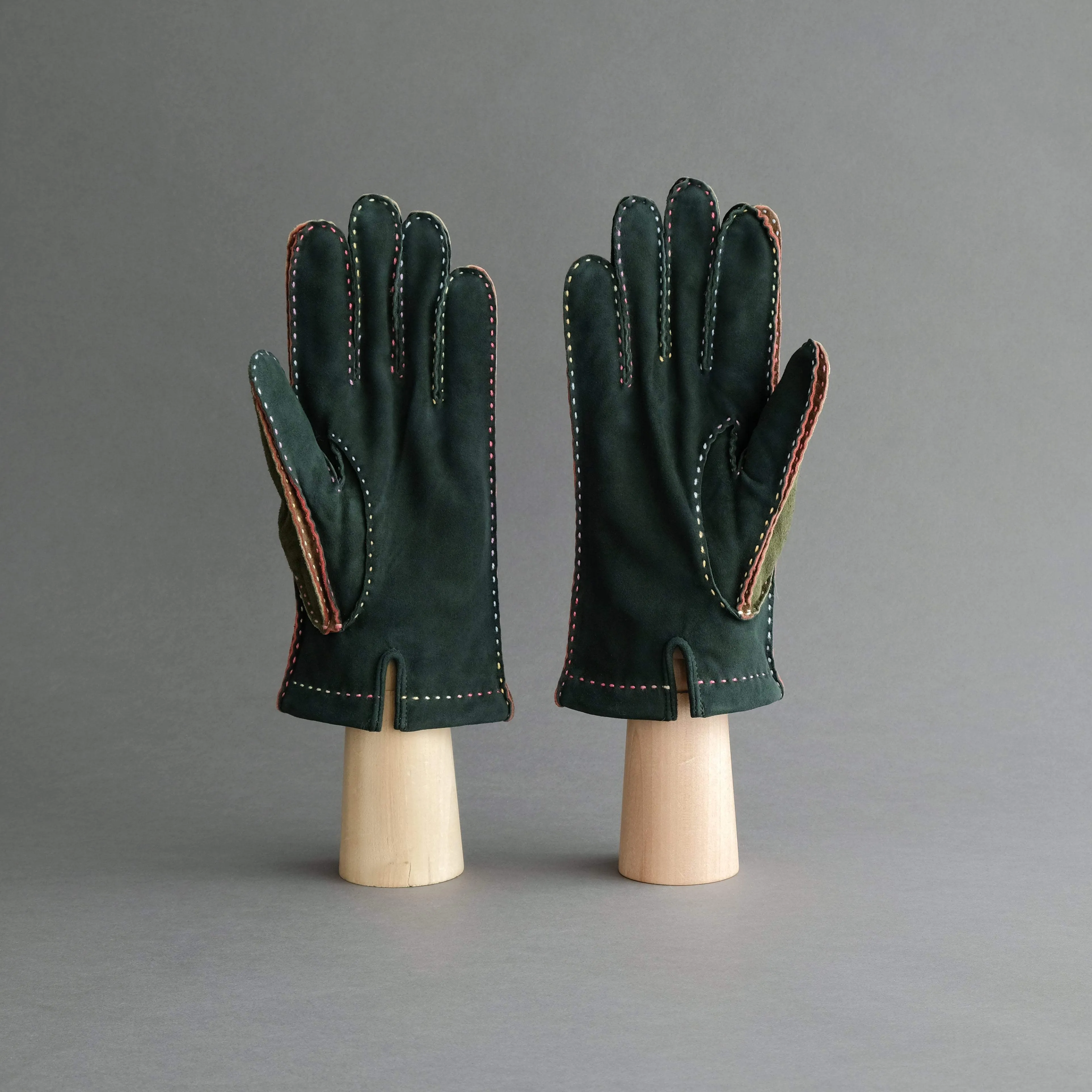 Gentlemen's Gloves from Green Multicolour Goatskin Lined with Cashmere