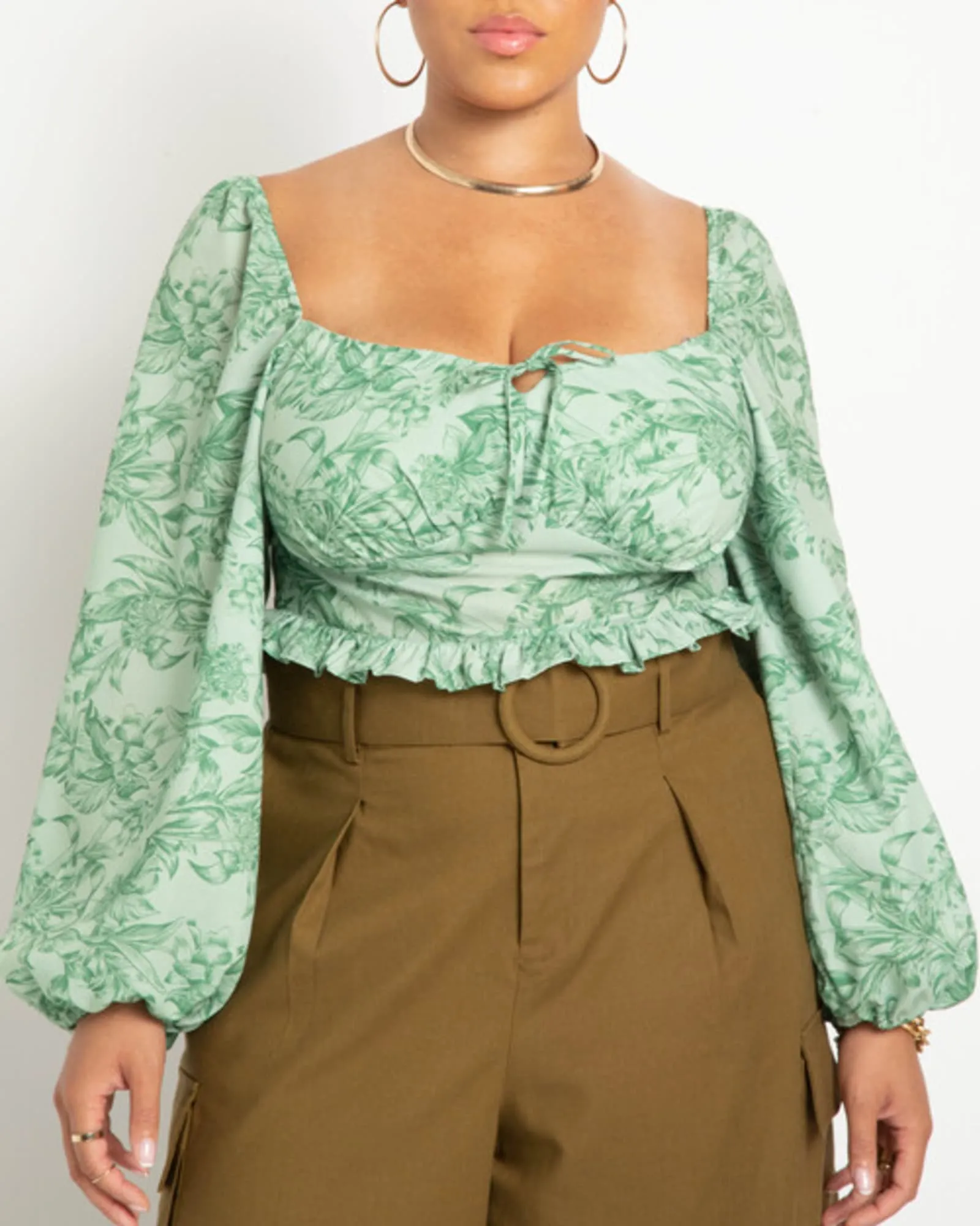 Grace Puff Sleeve Blouse | Outdoor Type Green