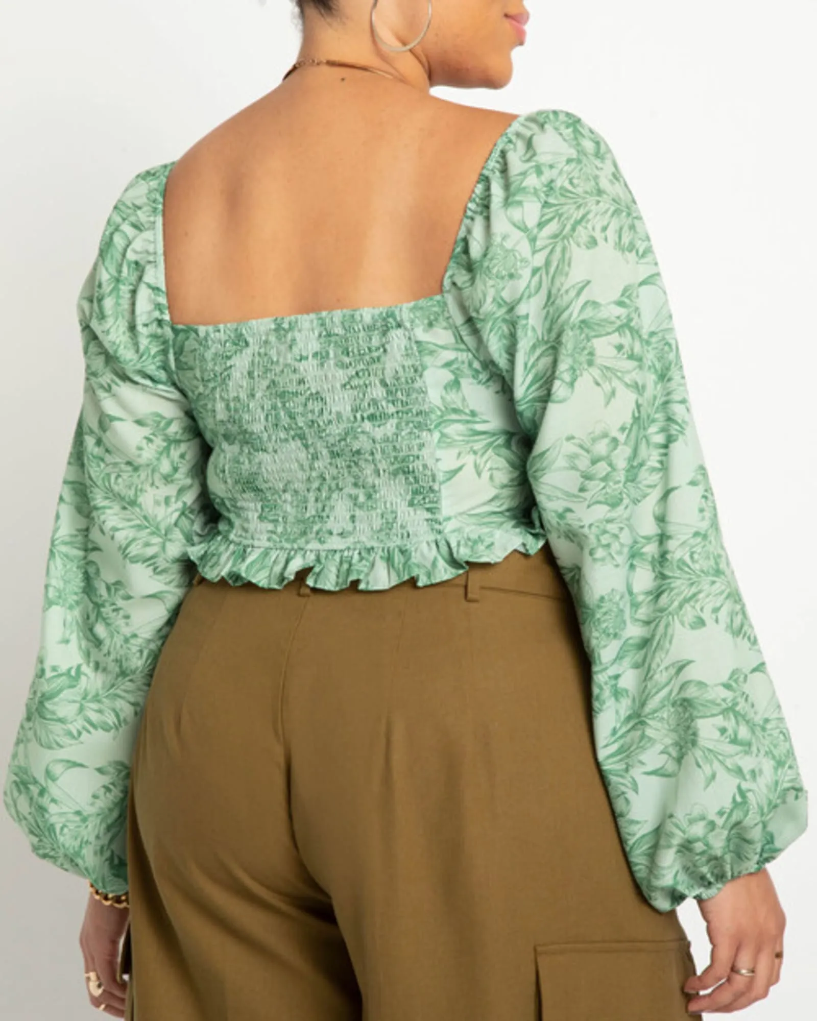 Grace Puff Sleeve Blouse | Outdoor Type Green