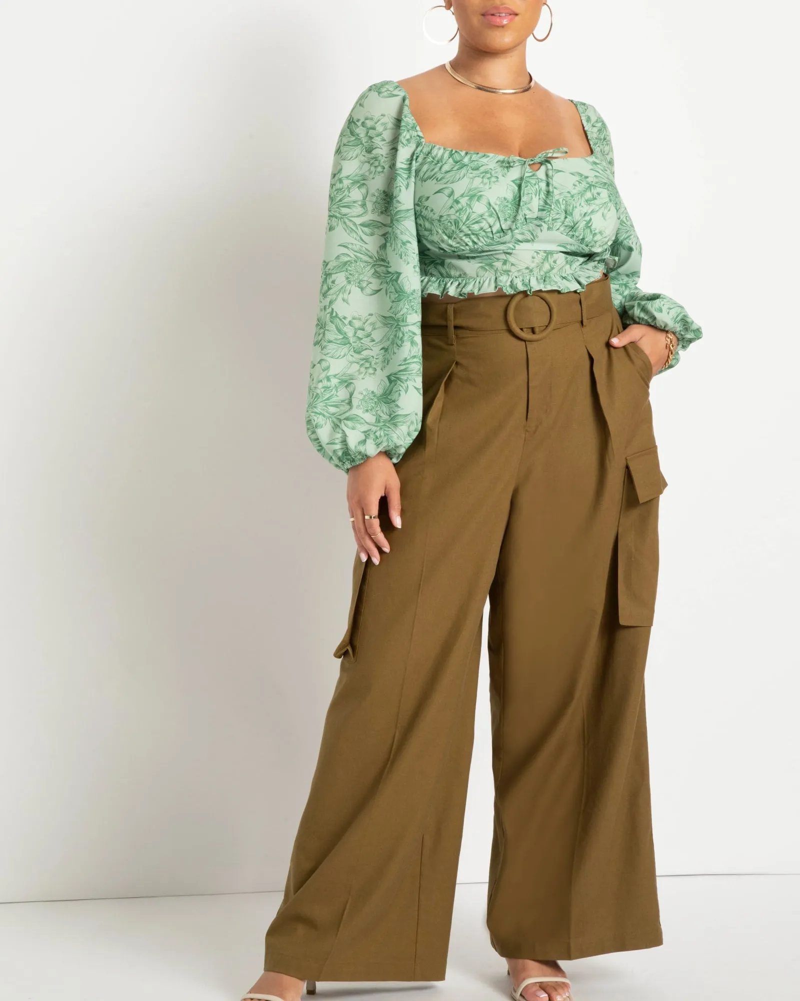 Grace Puff Sleeve Blouse | Outdoor Type Green