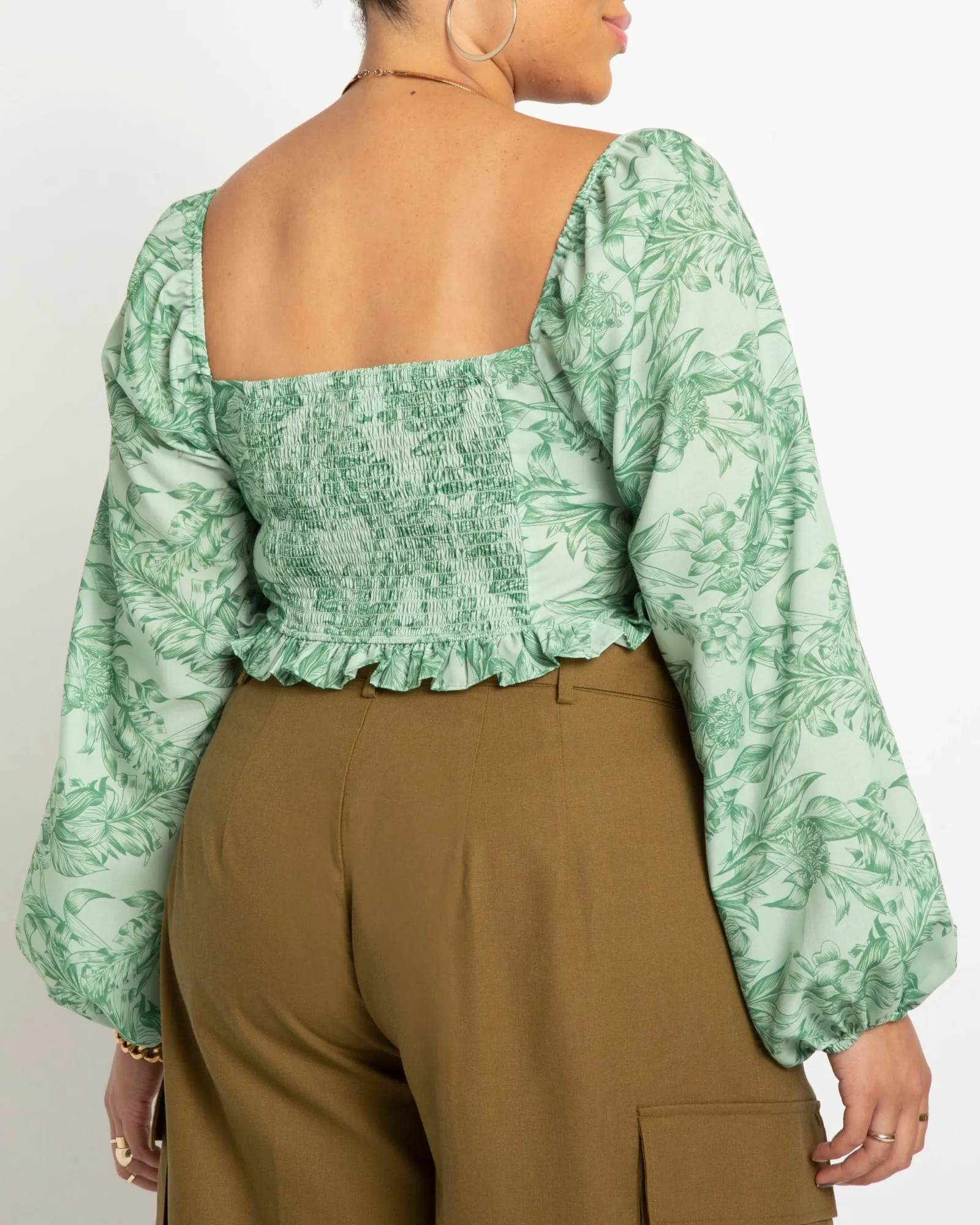 Grace Puff Sleeve Blouse | Outdoor Type Green