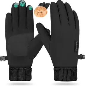 ihuan Winter Waterproof Gloves for Men Women Snow Ski - Cold Weather for Running Cycling, Warm Thermal Touchscreen Finger